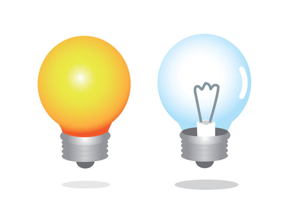 Due lampadine con una di esse si accendono. Utilizzabile anche per il concetto di creatività e innovazione. Illustrazione vettoriale
. - Vettoriali, immagini