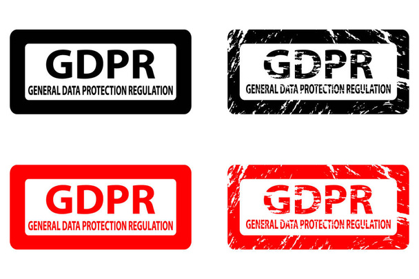 RGPD (Reglamento General de Protección de Datos) - sello de goma - vector - negro y rojo
,  - Vector, imagen