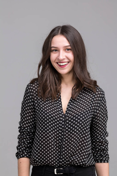 Portrait of a Modern Young Girl in Studio. Positive - Photo, Image