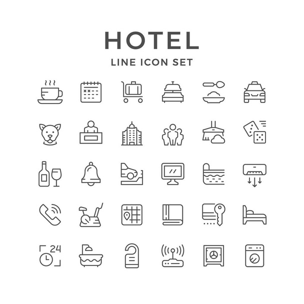 Ορισμός γραμμής εικονιδίων του ξενοδοχείου - Διάνυσμα, εικόνα