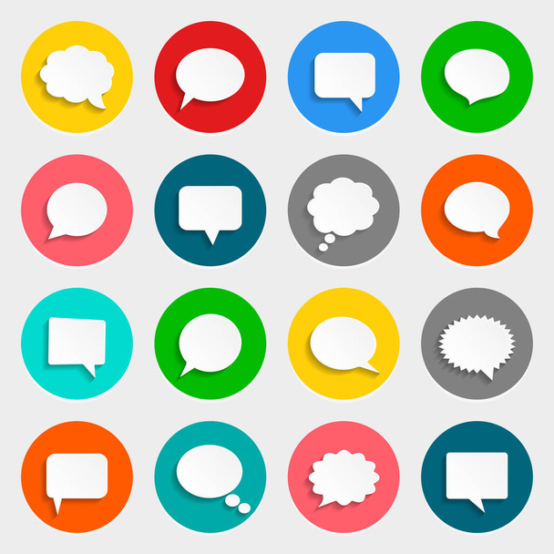 Vector speech bubbles icons in flat design with shadows - Wektor, obraz