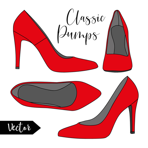 Vector Female Pumps Shoes Illustration - Vector, Image