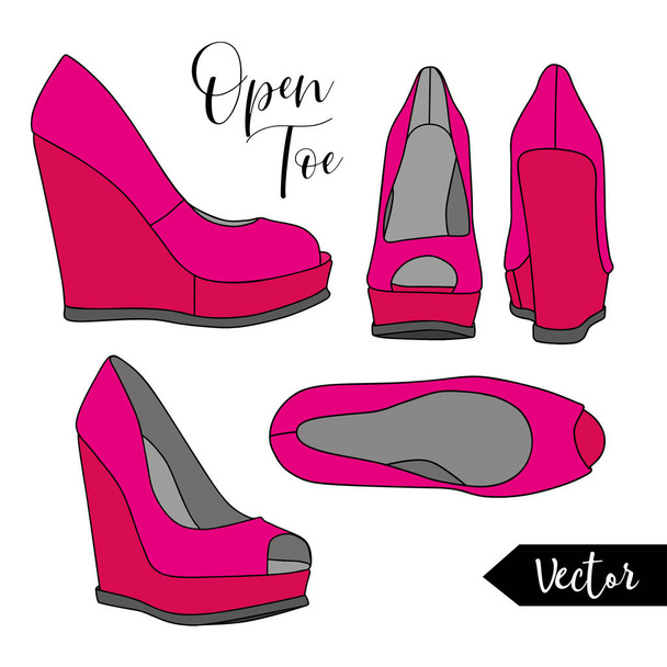 Set di scarpe aperte rosa vettoriale
 - Vettoriali, immagini