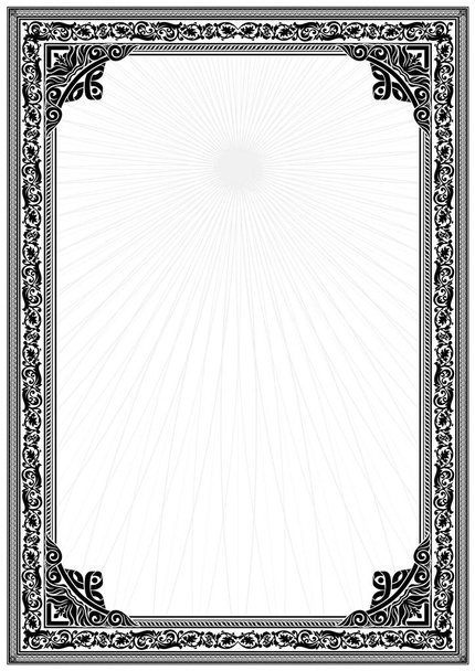 Simple black and white certificate frame border. Tangier design. - Vector, Image