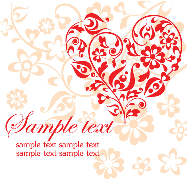 Greeting card with red heart - Vector, Image