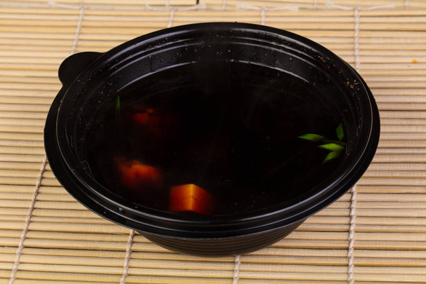 Delicious bowl of suimono soup with prawns - Fotoğraf, Görsel