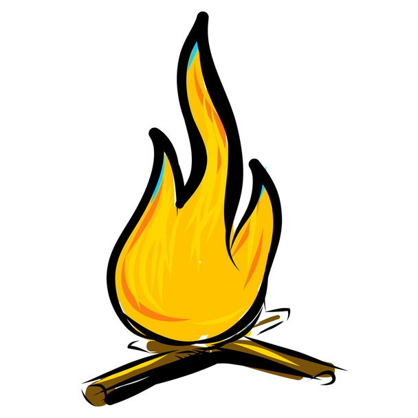 Bonfire simple cartoon doodle image - Vector, Imagen