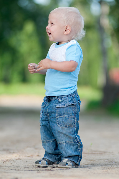 Happy little boy in the green park - Foto, imagen