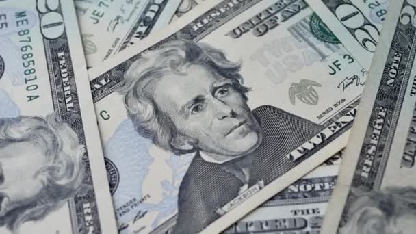 Portret siódmy prezydent USA Andrew Jackson na dwadzieścia dolarowych - Materiał filmowy, wideo