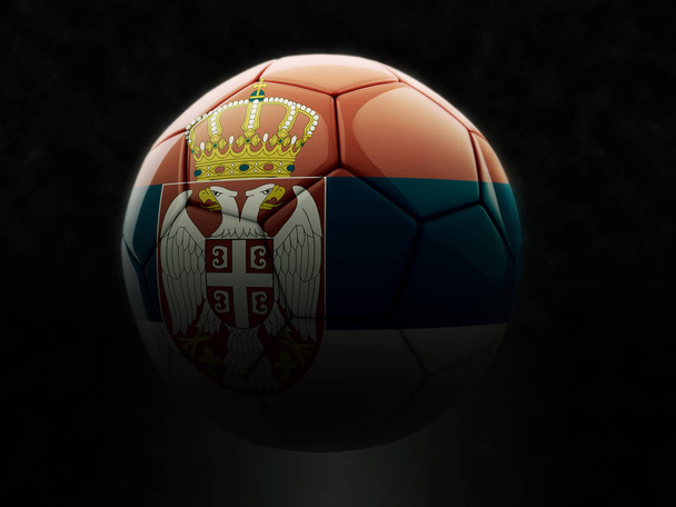 Voetbal met Servische vlag - donkere verlichting - Foto, afbeelding