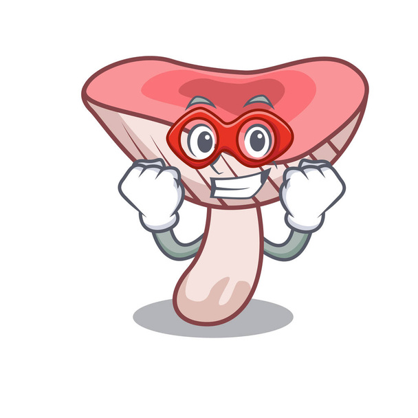 Super hero russule mushroom character cartoon vector illustration - Vector, Imagen