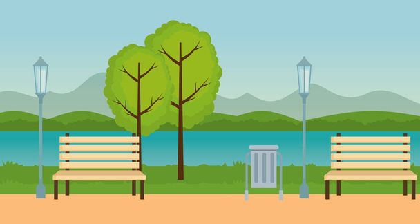 park scene outdoor icons - Вектор,изображение