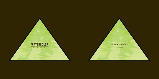 set of green watercolor triangles as background with text - Vecteur, image