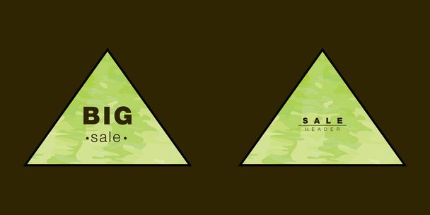 set of green watercolor triangles as background with text - Вектор,изображение