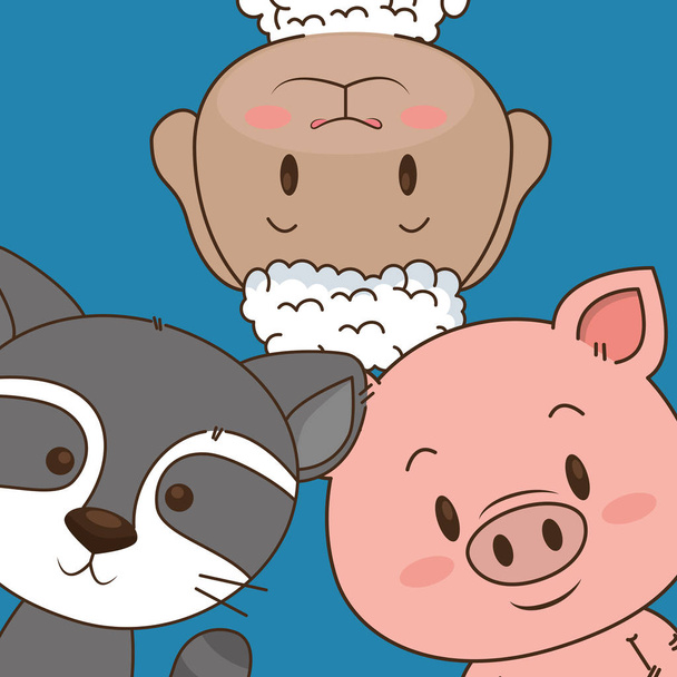 little and cute animals group - Vector, Image