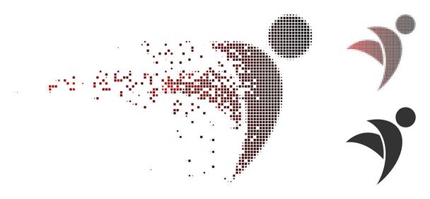 Shredded Pixel Halftone Winged Man Icon - Vector, Image