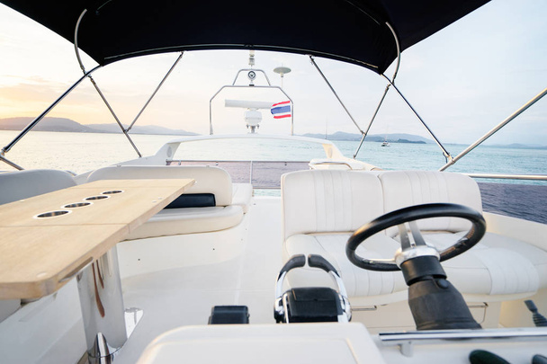  Luxury traveling concept. Inside of of modern motor yacht. - Valokuva, kuva