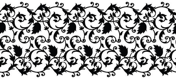 Varrat nélküli fekete-fehér swirly határ - Vektor, kép