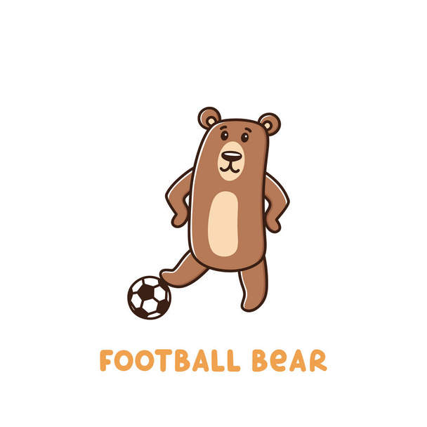 Personnage ours de football avec ballon de football sur un fond blanc. Il peut être utilisé pour autocollant, patch, étui de téléphone, affiche, t-shirt, tasse et autre conception
. - Vecteur, image