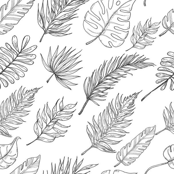 Seamless pattern with tropical leaves. Vector illustration for your design - Vetor, Imagem