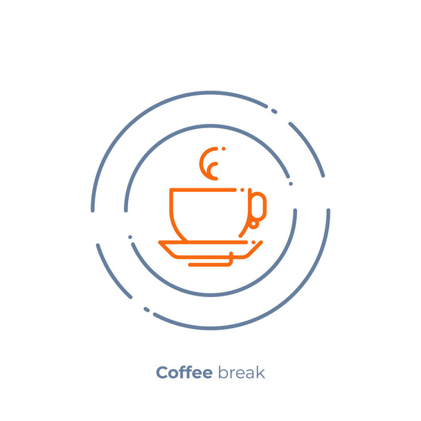 Icône d'art de ligne de temps de thé, art vecteur de frein à café, contour prendre une illustration de repos
 - Vecteur, image