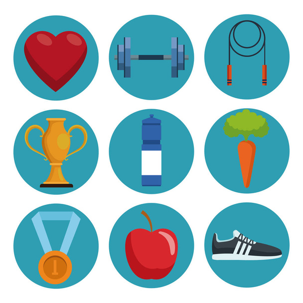 fitness a zdraví ikony - Vektor, obrázek