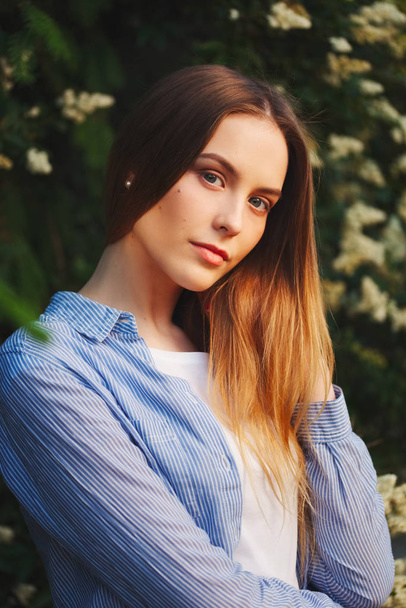 portrait of beautiful girl with long hair - Zdjęcie, obraz