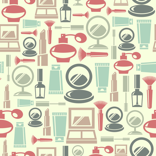 Seamless pattern with cosmetic icons - Vector, Image