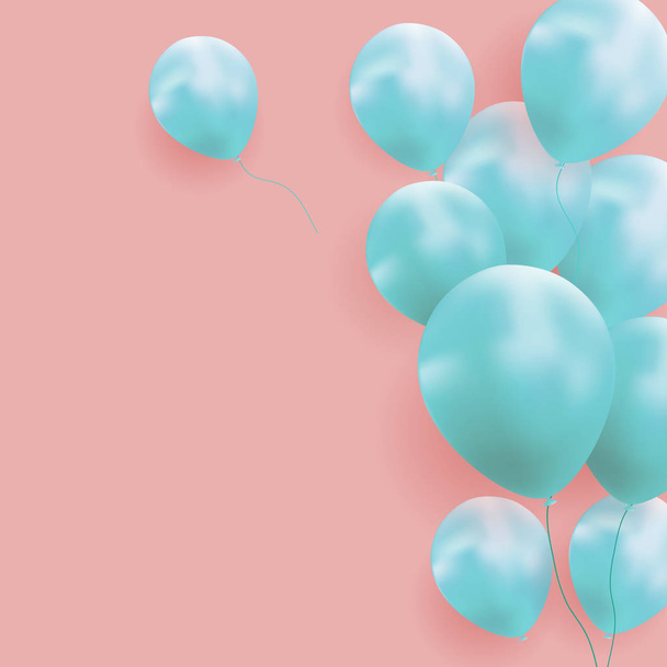 Glanzende Happy Birthday ballonnen achtergrond vectorillustratie - Vector, afbeelding