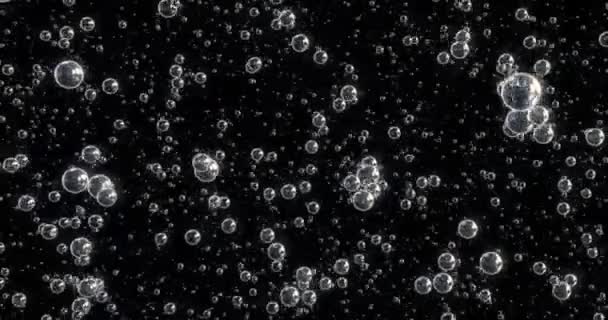 3D animáció a buborékok mozgó és lebeg a fekete háttér - Felvétel, videó