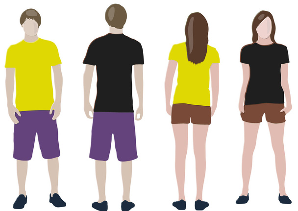 modelli di design t-shirt (anteriore e posteriore
) - Vettoriali, immagini