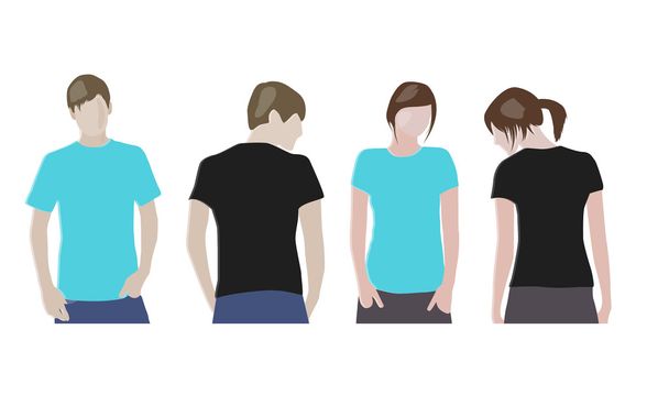 Musta, Oranssi T-paita suunnittelu malleja (edessä & takana) uros
 - Vektori, kuva