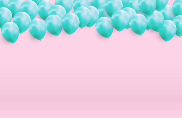 Glossy Happy Birthday Balloons Background Vector Illustration - Vector, Image