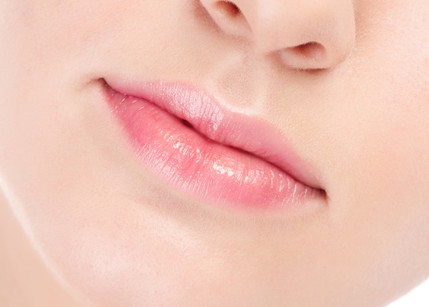 Close-up face of beauty young woman. Lips zone - Foto, imagen