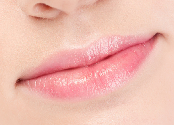 Close-up face of beauty young woman. Lips zone - Foto, imagen