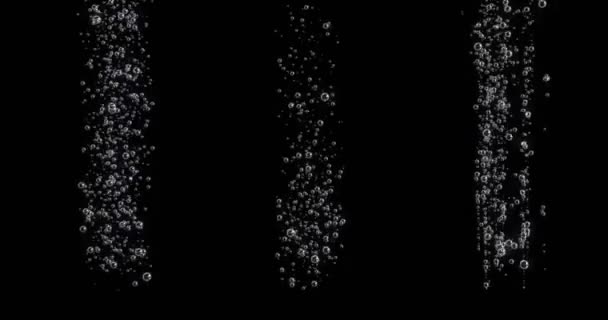 3d animation of bubbles moving and floating on a black background - Footage, Video