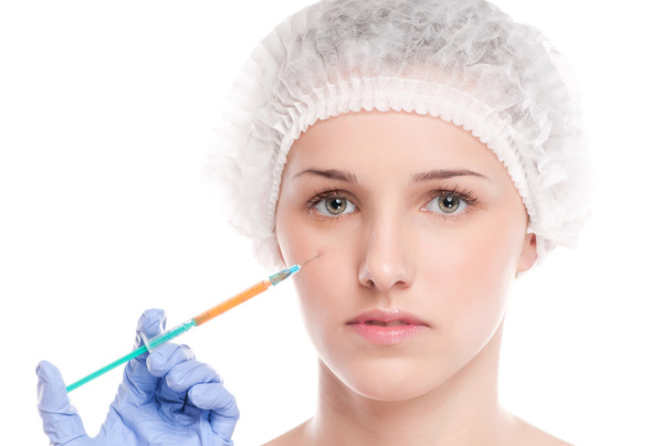 Cosmetic botox injection in face - Foto, afbeelding