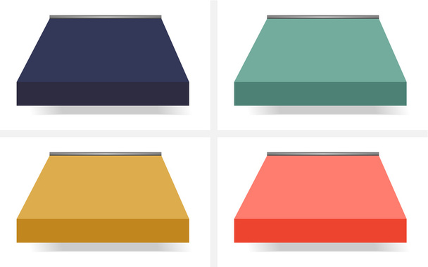 Négy különböző színű vektor napellenzők, piros, zöld, sárga, kék - Vektor, kép
