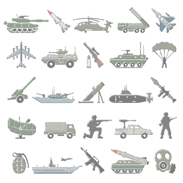 Osnovy barevné ikony - vojenské - Vektor, obrázek