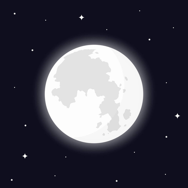Full moon, surrounded by stars. Night space concept - Vector, Image