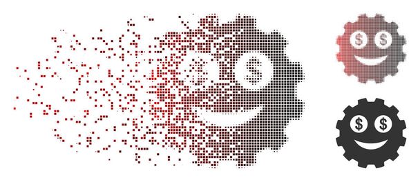 Κατεστραμμένο Pixel ράστερ πλούσια Smiley εικονίδιο γραναζιού - Διάνυσμα, εικόνα