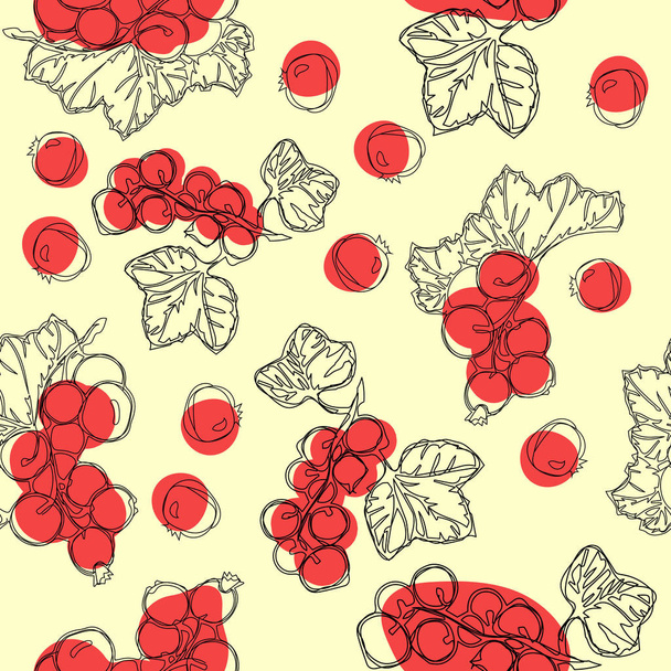 Czerwona porzeczka owoc jednolity wzór. Białe tło z porzeczki czerwone jagody. Najlepsze dla projektowania śniadanie sok opakowań żywności, kosmetyków, herbata, detox - Zdjęcie, obraz