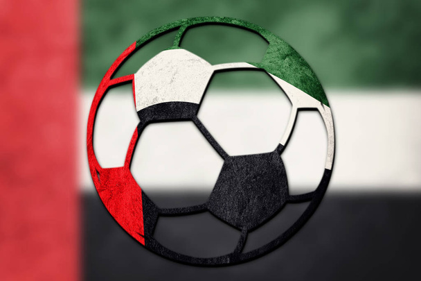 Ballon de football drapeau national des EAU. Balle de football des Émirats arabes unis
. - Photo, image
