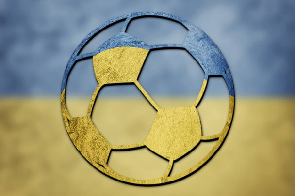 Jalkapallo Ukrainan lippu. Ukraina jalkapallo pallo
 - Valokuva, kuva