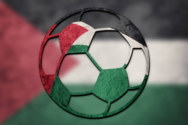 Fußball-Nationalflagge von Palästina. Palestinischer Fußballball - Foto, Bild