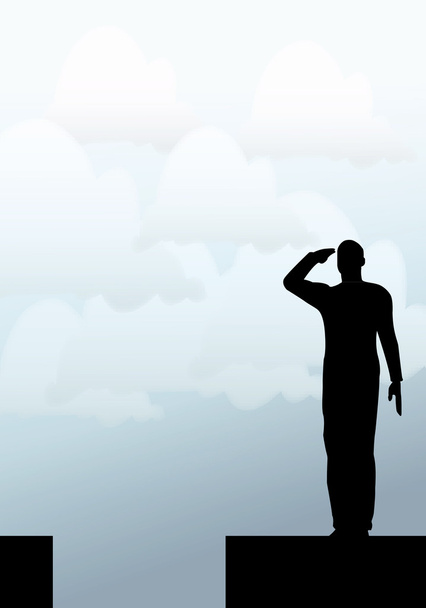 陸軍兵士のシルエットが敬礼 - ベクター画像