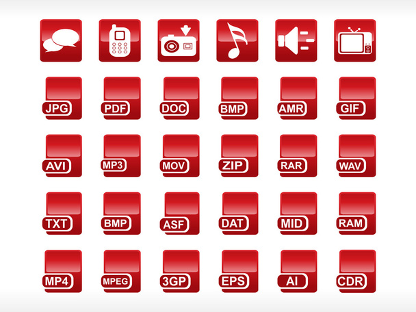 Symbole für Dateiformate - Vektor, Bild