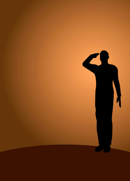 Silhouette di un soldato dell'esercito che saluta - Vettoriali, immagini