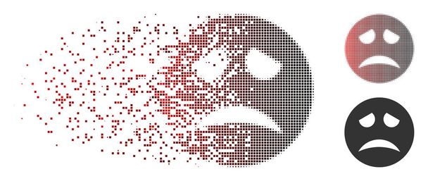 Sparkle Pixel polotónů smutek ikonu smajlíka - Vektor, obrázek