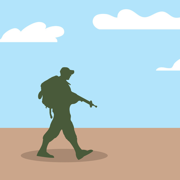 歩行軍の兵士のシルエット - ベクター画像